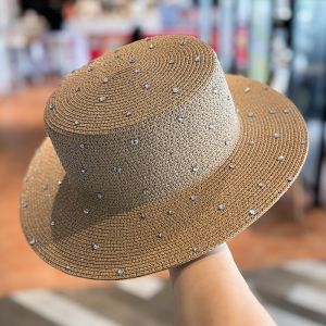 Rhinestone Embellished Straw Hat