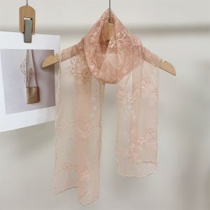 French Gardenia Embroidered Organza Scarf Wrap