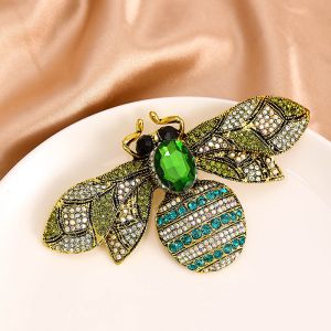 Crystal Large  Bee brooch in Ruby Green