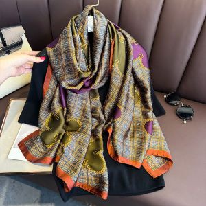 Elegant Green & Purple Satin Feel Scarf