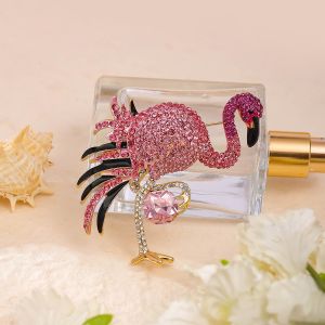 Pink Crystals Flamingo Brooch