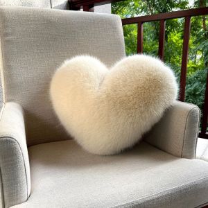 SMALL Soft Faux Fox Fur Heart Pillow