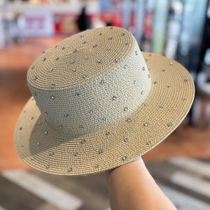 Rhinestone Embellished Straw Hat