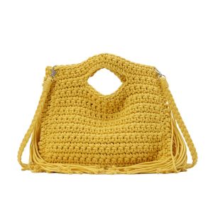 Crochet Knit Bohemian Fringed Crossbody Bag