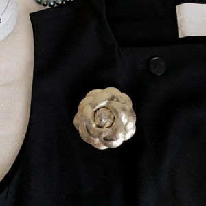 Classic Gold Camellia Flower Brooch Pin