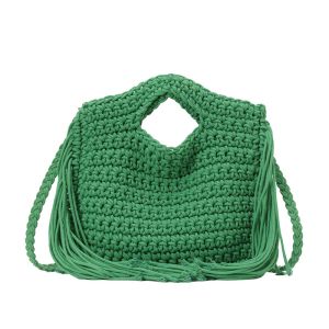 Crochet Knit Bohemian Fringed Crossbody Bag