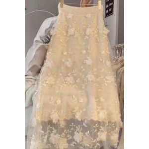 Ethereal 3D Floral Tulle Maxi Skirt