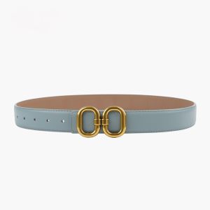 Duck Egg Blue Belt with Double Ring Buckle