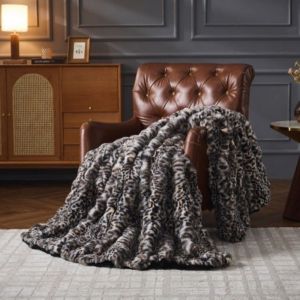 Chic Leopard Print Faux Fur Blanket (130cm*160cm)
