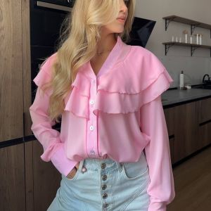 Long Sleeve Ruffle Tiered Blouse