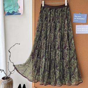 Paisley Pleated Maxi Flowy Skirt