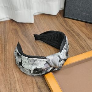 Grey Floral Jacquard Knot Headband