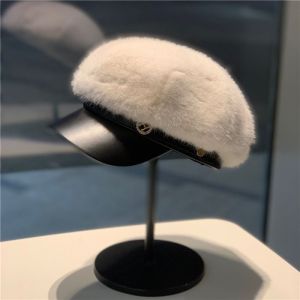 Letter H Faux Fur Baker Boy Hat