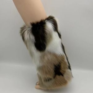 Cozy Paws Faux Fur Leg Warmers in Taupe/Cream