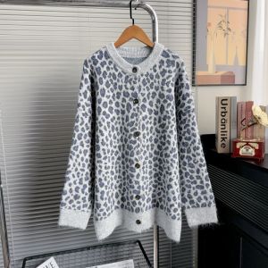Soft Leopard Print Knit Cardigan