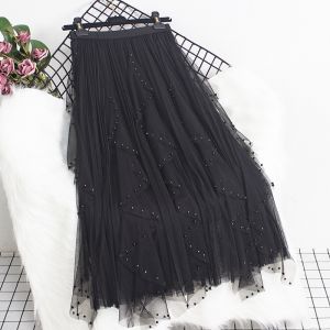Pearls Embellished Frilly Skirt
