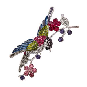 Colourful Rhinestone Hummingbird Brooch