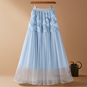 Rosebuds Lace Overlay Midi Skirt