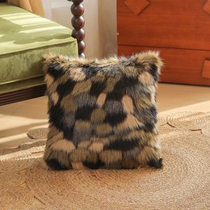 Patchwork Camo Green & Earth Tone Decorative Cushion