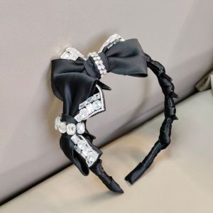 Double Crystal Satin Bow Headband