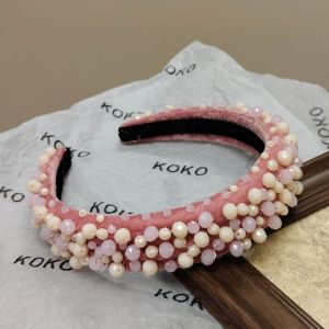 Pink Velvet Pearlies Cluster Headband