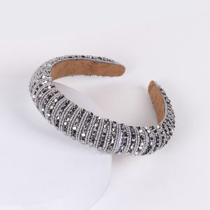 Dazzling Crystal Embellished Headband in Grey