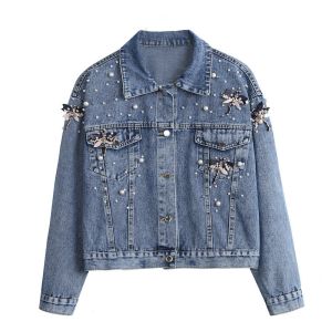 Dragonfly & Pearlies Embellished Black Denim Jacket
