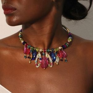 Rainbow Teardrop Gem Choker