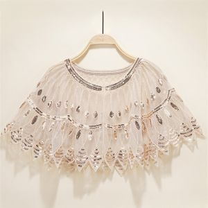 Sequin Embroidered Mesh Lace Wedding Shawl & Bolero