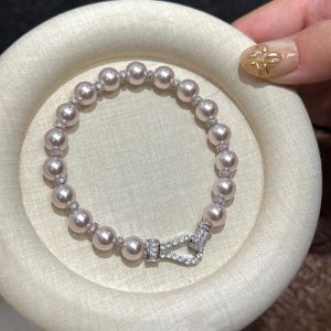 Faux Pearl Bracelet with Crystal Buckle Clasp