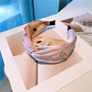 Knotted Floral Headband with Rhinestone Accent