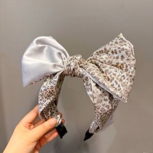 Satin Feel & Leopard Print Bow Headband