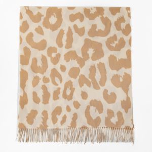 Leopard Print Scarf with Fringe