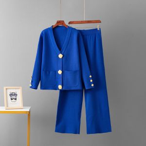 Knit 2 Button-Down Cardigan & Wide-Leg Trousers