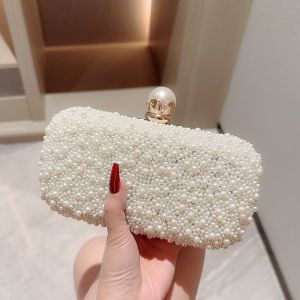 Pearlies & Gold Glitter Evening Clutch Bag