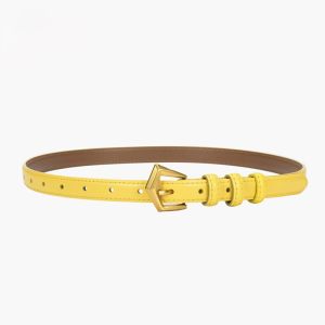 Sleek Belt with Gold Tone Buckle in Yellow