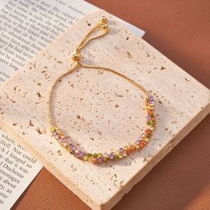 Rainbow Crystal Adjustable Slider Bracelet