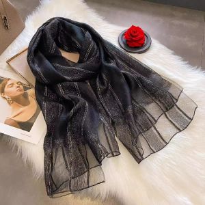 Lightweight Metallic Thread Silk Scarf