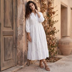 Long Sleeve Tiered Maxi Beach Dress