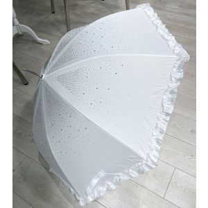 White Diamante Sparkly Frilly Umbrella