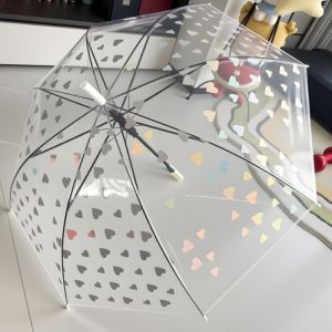 Clear Transparent Umbrella with Holographic Hearts