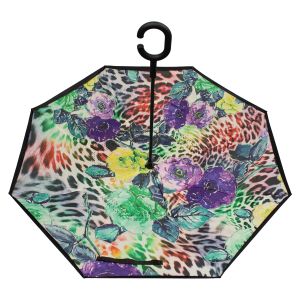 Multicoloured Leopard Upside Down Umbrella
