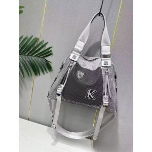 Shimmering Shoulder Bag with "K" Detail in Silver