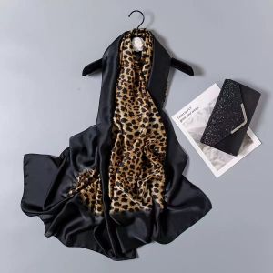Leopard Print Satin Scarf