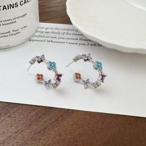 Multi Coloured Crystal Clover Earrings 