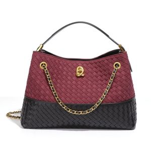 Woven Two-Tone Chain Shoulder Bag