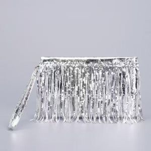 Sequins Fringe Wristlet Clutch