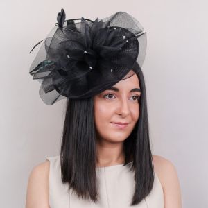 Pillbox Fascinator with Crinoline Floral Swirls